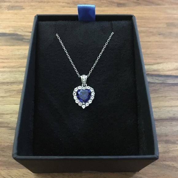 Amazon Collection Jewelry - NIB sapphire & topaz halo pendant necklace.